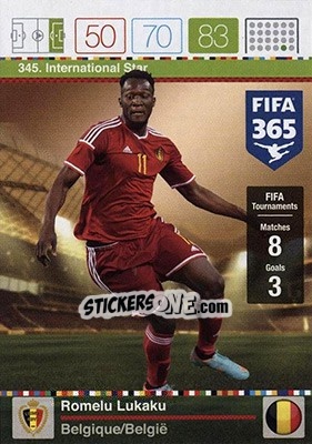 Sticker Romelu Lukaku - FIFA 365: 2015-2016. Adrenalyn XL - Nordic edition n. 345 - Panini
