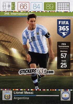 Sticker Lionel Messi - FIFA 365: 2015-2016. Adrenalyn XL - Nordic edition n. 348 - Panini