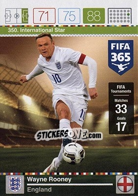 Sticker Wayne Rooney - FIFA 365: 2015-2016. Adrenalyn XL - Nordic edition n. 350 - Panini