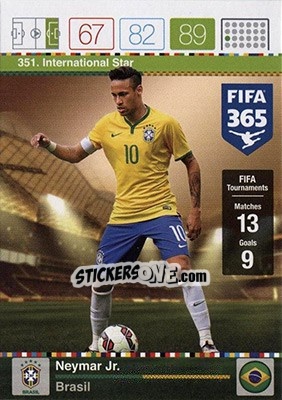 Sticker Neymar Jr. - FIFA 365: 2015-2016. Adrenalyn XL - Nordic edition n. 351 - Panini