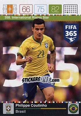 Sticker Philippe Coutinho - FIFA 365: 2015-2016. Adrenalyn XL - Nordic edition n. 358 - Panini