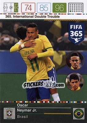Sticker Oscar / Neymar Jr. - FIFA 365: 2015-2016. Adrenalyn XL - Nordic edition n. 365 - Panini