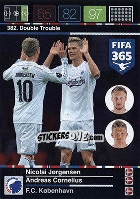 Sticker Nicolai Jørgensen / Andreas Cornelius - FIFA 365: 2015-2016. Adrenalyn XL - Nordic edition n. 382 - Panini