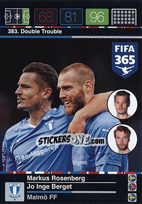Cromo Markus Rosenberg / Jo Inge Berget - FIFA 365: 2015-2016. Adrenalyn XL - Nordic edition n. 383 - Panini