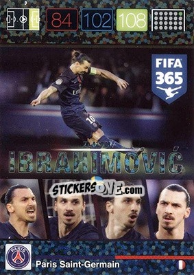 Sticker Zlatan Ibrahimovic - FIFA 365: 2015-2016. Adrenalyn XL - Nordic edition n. 388 - Panini