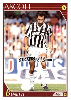 Cromo Paolo Benetti - Italian League 1992 - Score