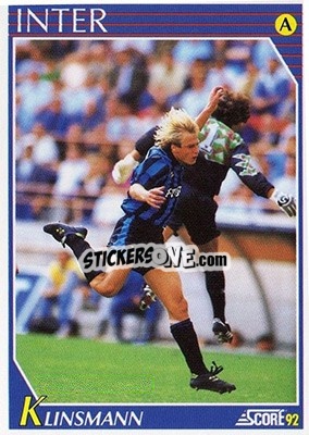 Cromo Jurgen Klinsmann - Italian League 1992 - Score