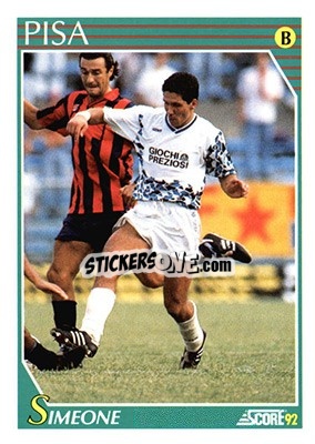 Cromo Diego Simeone - Italian League 1992 - Score