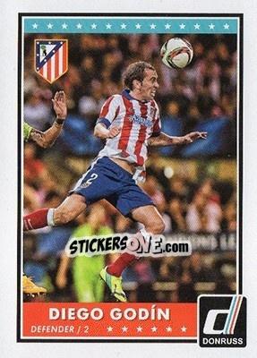 Sticker Diego Godin - Donruss Soccer 2015 n. 25 - Panini