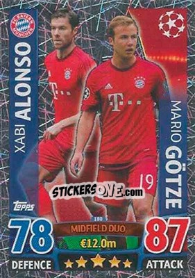 Sticker Xabi Alonso / Mario Götze - UEFA Champions League 2015-2016. Match Attax n. 180 - Topps