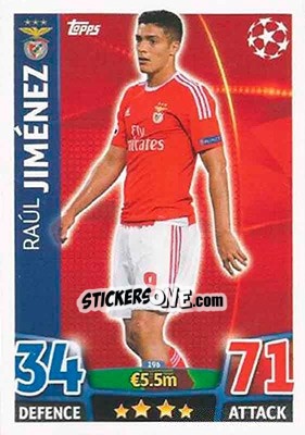 Sticker Raúl Jiménez - UEFA Champions League 2015-2016. Match Attax n. 196 - Topps