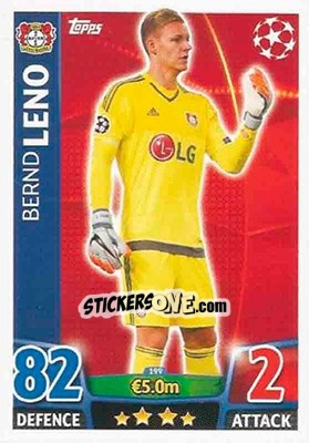 Sticker Bernd Leno - UEFA Champions League 2015-2016. Match Attax n. 199 - Topps