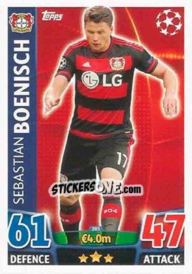 Sticker Sebastian Boenisch - UEFA Champions League 2015-2016. Match Attax n. 203 - Topps