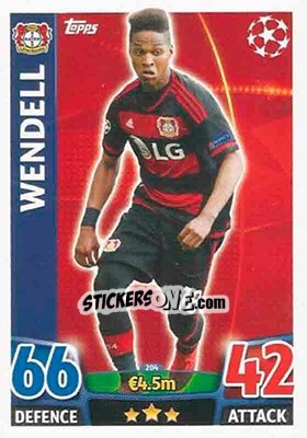 Sticker Wendell - UEFA Champions League 2015-2016. Match Attax n. 204 - Topps