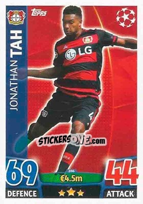 Sticker Jonathan Tah - UEFA Champions League 2015-2016. Match Attax n. 206 - Topps