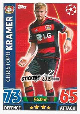Sticker Christoph Kramer - UEFA Champions League 2015-2016. Match Attax n. 208 - Topps