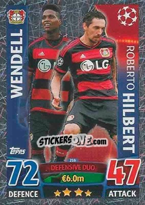 Sticker Wendell / Roberto Hilbert - UEFA Champions League 2015-2016. Match Attax n. 216 - Topps