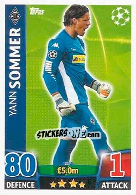 Sticker Yann Sommer - UEFA Champions League 2015-2016. Match Attax n. 217 - Topps
