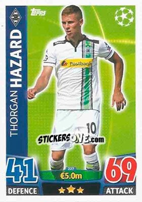 Sticker Thorgan Hazard - UEFA Champions League 2015-2016. Match Attax n. 227 - Topps