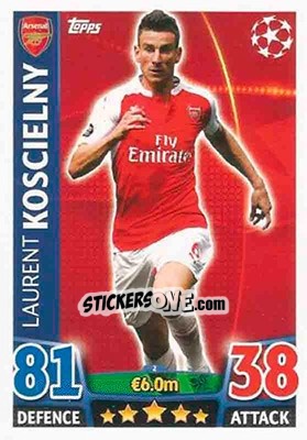 Sticker Laurent Koscielny - UEFA Champions League 2015-2016. Match Attax n. 2 - Topps