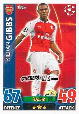 Sticker Kieran Gibbs - UEFA Champions League 2015-2016. Match Attax n. 3 - Topps