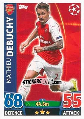 Sticker Mathieu Debuchy - UEFA Champions League 2015-2016. Match Attax n. 5 - Topps