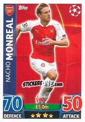 Sticker Nacho Monreal - UEFA Champions League 2015-2016. Match Attax n. 6 - Topps