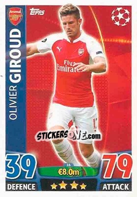 Sticker Olivier Giroud - UEFA Champions League 2015-2016. Match Attax n. 16 - Topps