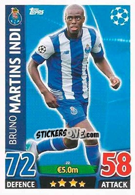 Sticker Bruno Martins Indi - UEFA Champions League 2015-2016. Match Attax n. 22 - Topps