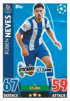 Sticker Rúben Neves - UEFA Champions League 2015-2016. Match Attax n. 29 - Topps