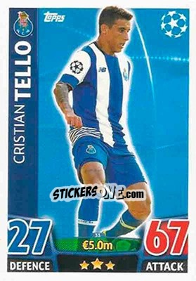 Sticker Cristian Tello - UEFA Champions League 2015-2016. Match Attax n. 33 - Topps
