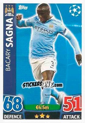Sticker Bacary Sagna - UEFA Champions League 2015-2016. Match Attax - Topps