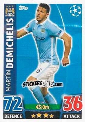 Sticker Martín Demichelis - UEFA Champions League 2015-2016. Match Attax n. 39 - Topps