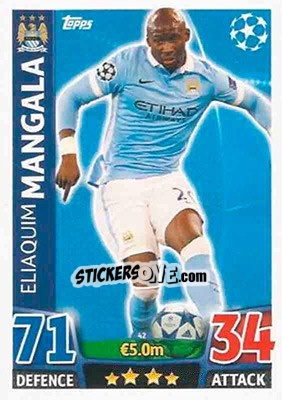 Sticker Eliaquim Mangala - UEFA Champions League 2015-2016. Match Attax n. 42 - Topps