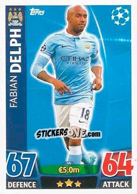 Sticker Fabian Delph - UEFA Champions League 2015-2016. Match Attax - Topps