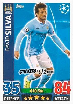 Sticker David Silva - UEFA Champions League 2015-2016. Match Attax n. 49 - Topps
