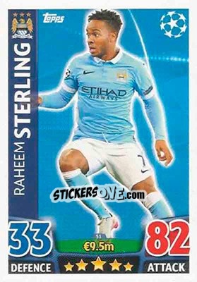 Sticker Raheem Sterling - UEFA Champions League 2015-2016. Match Attax n. 51 - Topps