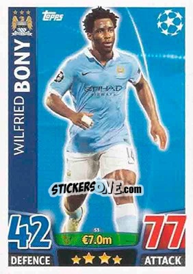 Sticker Wilfried Bony - UEFA Champions League 2015-2016. Match Attax n. 53 - Topps