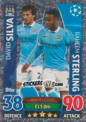 Sticker David Silva / Raheem Sterling - UEFA Champions League 2015-2016. Match Attax n. 54 - Topps
