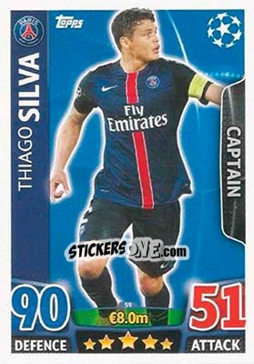 Sticker Thiago Silva - UEFA Champions League 2015-2016. Match Attax n. 59 - Topps