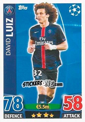 Figurina David Luiz - UEFA Champions League 2015-2016. Match Attax - Topps