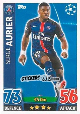 Sticker Serge Aurier - UEFA Champions League 2015-2016. Match Attax n. 61 - Topps