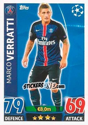 Sticker Marco Verratti - UEFA Champions League 2015-2016. Match Attax n. 64 - Topps
