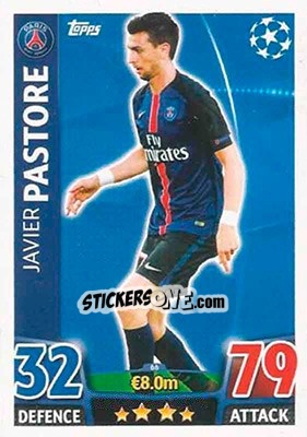 Sticker Javier Pastore - UEFA Champions League 2015-2016. Match Attax n. 66 - Topps
