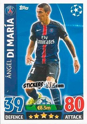 Sticker Ángel Di María - UEFA Champions League 2015-2016. Match Attax n. 68 - Topps