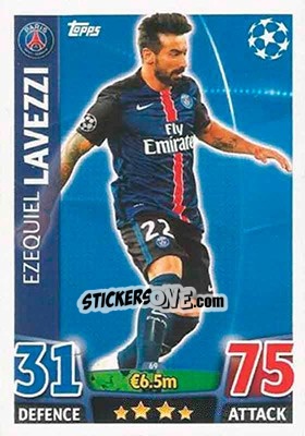 Cromo Ezequiel Lavezzi - UEFA Champions League 2015-2016. Match Attax - Topps