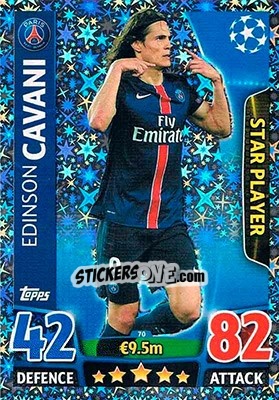 Sticker Edinson Cavani - UEFA Champions League 2015-2016. Match Attax n. 70 - Topps