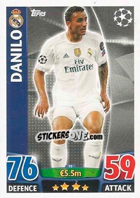 Sticker Danilo - UEFA Champions League 2015-2016. Match Attax n. 75 - Topps