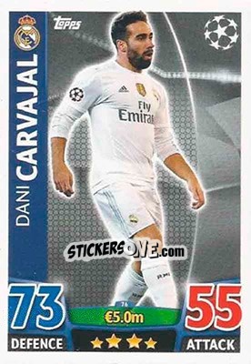 Sticker Dani Carvajal - UEFA Champions League 2015-2016. Match Attax - Topps