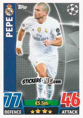 Sticker Pepe - UEFA Champions League 2015-2016. Match Attax - Topps